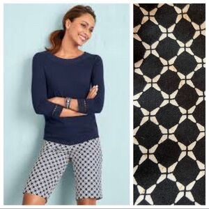 Talbots Black and White Patterned Women Shorts